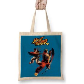 Baskı Dükkanı Street Fighter 2 Bez Uzun Saplı Krem Rengi Çanta
