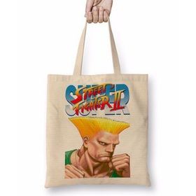 Baskı Dükkanı Street Fighter 2 Fei Long Bez Uzun Saplı Krem Rengi Çanta