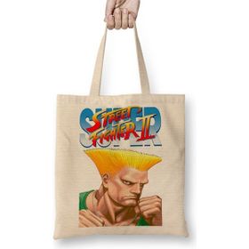 Baskı Dükkanı Street Fighter 2 Fei Long Bez Uzun Saplı Krem Rengi Çanta