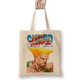 Baskı Dükkanı Street Fighter 2 Fei Long Bez Uzun Saplı Krem Rengi Çanta