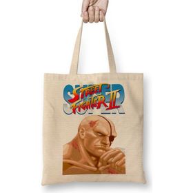 Baskı Dükkanı Street Fighter 2 Ryu Bez Uzun Saplı Krem Rengi Çanta