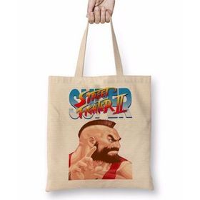 Baskı Dükkanı Street Fighter 2 Vega Bez Uzun Saplı Krem Rengi Çanta
