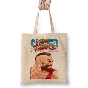 Baskı Dükkanı Street Fighter 2 Vega Bez Uzun Saplı Krem Rengi Çanta