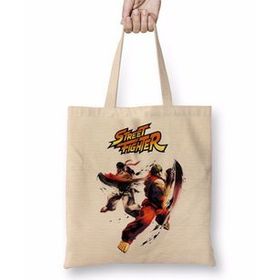 Baskı Dükkanı Street Fighter 2 Zangief Bez Uzun Saplı Krem Rengi Çanta