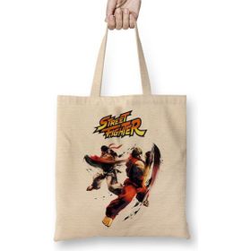 Baskı Dükkanı Street Fighter 2 Zangief Bez Uzun Saplı Krem Rengi Çanta