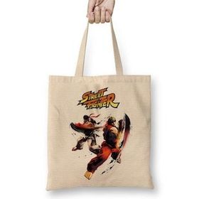 Baskı Dükkanı Street Fighter 2 Zangief Bez Uzun Saplı Krem Rengi Çanta