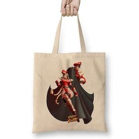 Baskı Dükkanı Street Fighter Chun Li Blue Bez Uzun Saplı Krem Rengi Çanta
