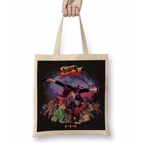 Baskı Dükkanı Street Fighter Street Dancer Bez Uzun Saplı Krem Rengi Çanta