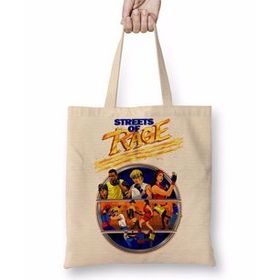 Baskı Dükkanı Streets Of Rage Bez Uzun Saplı Krem Rengi Çanta