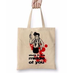 Baskı Dükkanı Stuck In The Middle Of You Bez Uzun Saplı Krem Rengi Çanta