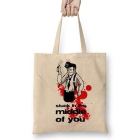 Baskı Dükkanı Stuck In The Middle Of You Bez Uzun Saplı Krem Rengi Çanta