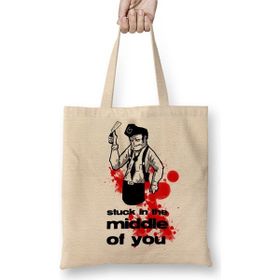 Baskı Dükkanı Stuck In The Middle Of You Bez Uzun Saplı Krem Rengi Çanta