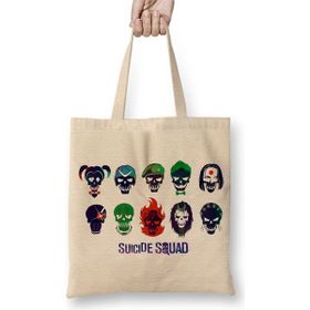 Baskı Dükkanı Suicide Squad Enchantress Deadshot Bez Uzun Saplı Krem Rengi Çanta
