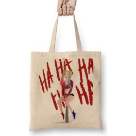 Baskı Dükkanı Suicide Squad Harley Quinn Ha Ha Ha Bez Uzun Saplı Krem Rengi Çanta