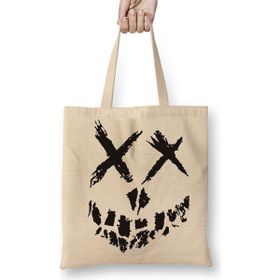 Baskı Dükkanı Suicide Squad Skull Bez Uzun Saplı Krem Rengi Çanta