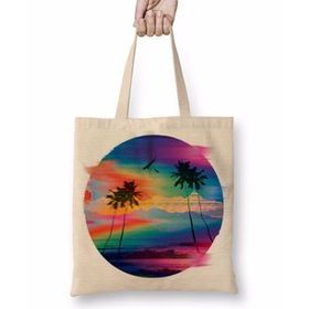 Baskı Dükkanı Summer Glitch Bez Uzun Saplı Krem Rengi Çanta