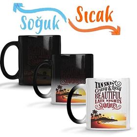 Baskı Dükkanı Summer Nights Sihirli Porselen Kupa