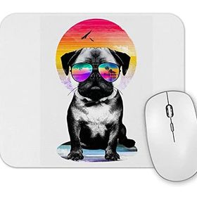Baskı Dükkanı Summer Pug Gözlüklü Pug Köpek Mouse Pad