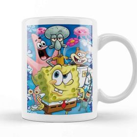 Baskı Dükkanı Sünger Bob Sponge Bob 02 Beyaz Porselen Kupa Bardak