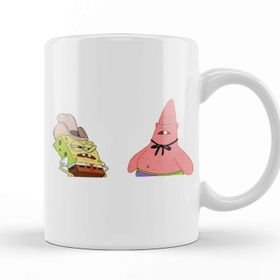Baskı Dükkanı Süngerbob Dirty Dan And Pinhead Larry Beyaz Porselen Kupa Bardak