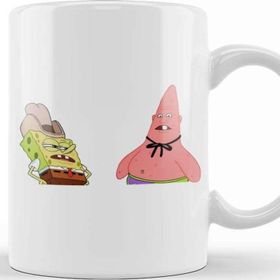 Baskı Dükkanı Süngerbob Dirty Dan And Pinhead Larry Beyaz Porselen Kupa Bardak