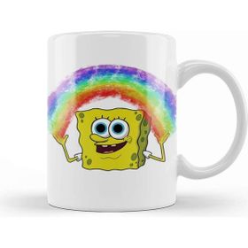 Baskı Dükkanı Süngerbob Spongebob Beyaz Porselen Kupa Bardak