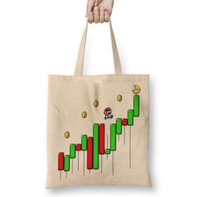Baskı Dükkanı Super Crypto World Süper Mario Bez Uzun Saplı Krem Rengi Çanta
