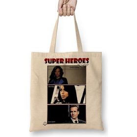 Baskı Dükkanı Super Herois - Direito Bez Uzun Saplı Krem Rengi Çanta