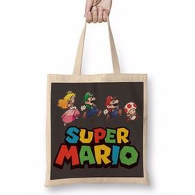Baskı Dükkanı Super Mario 2 Bez Uzun Saplı Krem Rengi Çanta