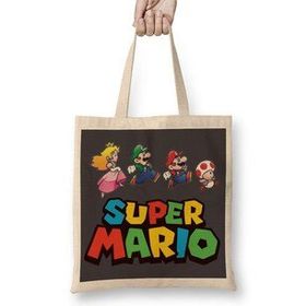 Baskı Dükkanı Super Mario 2 Bez Uzun Saplı Krem Rengi Çanta