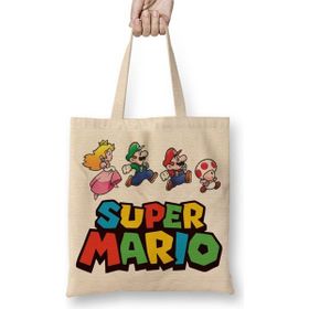 Baskı Dükkanı Super Mario Atari 01 Bez Uzun Saplı Krem Rengi Çanta