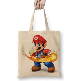 Baskı Dükkanı Super Mario Atari Bez Uzun Saplı Krem Rengi Çanta