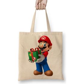 Baskı Dükkanı Super Mario Bez Uzun Saplı Krem Rengi Çanta