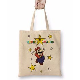 Baskı Dükkanı Super Mario Classica Fanart Bez Uzun Saplı Krem Rengi Çanta