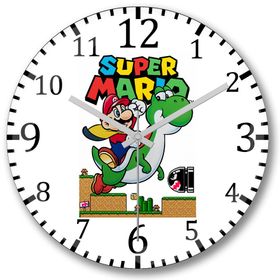 Baskı Dükkanı Süper Mario E Yoshi Bombeli Gerçek Cam Duvar Saati