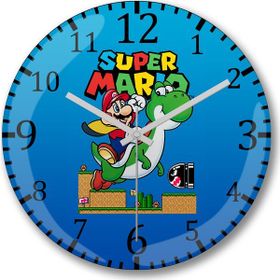 Baskı Dükkanı Süper Mario E Yoshi Bombeli Gerçek Cam Duvar Saati