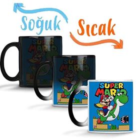 Baskı Dükkanı Süper Mario E Yoshi Sihirli Porselen Kupa
