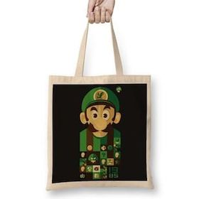 Baskı Dükkanı Süper Mario Luigi Bez Uzun Saplı Krem Rengi Çanta