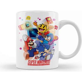 Baskı Dükkanı Süper Mario Smash Super Nntendo Beyaz Porselen Kupa Bardak