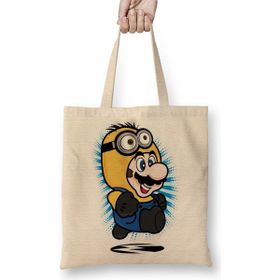 Baskı Dükkanı Super Minion Süper Mario 01 Bez Çanta