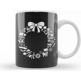 Baskı Dükkanı Supernatural Christmas Wreath Pattern Beyaz Porselen Kupa Bardak
