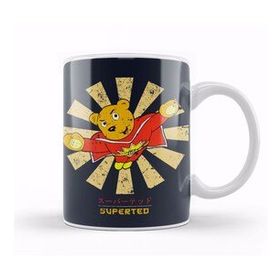 Baskı Dükkanı Superted Retro Japanese Beyaz Porselen Kupa Bardak