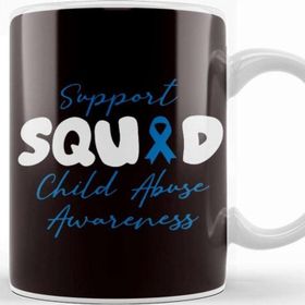 Baskı Dükkanı Support Squad Child Abuse Prevention Month Blue Ribbon Beyaz Porselen Kupa Bardak