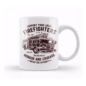 Baskı Dükkanı Support Your Local Firefighters Beyaz Porselen Kupa Bardak