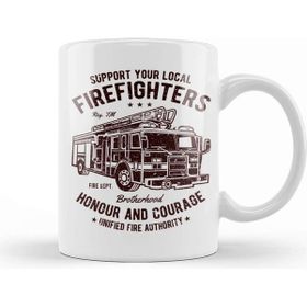 Baskı Dükkanı Support Your Local Firefighters Beyaz Porselen Kupa Bardak