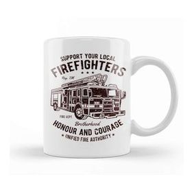 Baskı Dükkanı Support Your Local Firefighters Beyaz Porselen Kupa Bardak