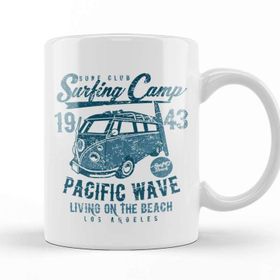 Baskı Dükkanı Surf Club Surfing Camp Beyaz Porselen Kupa Bardak