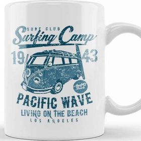 Baskı Dükkanı Surf Club Surfing Camp Beyaz Porselen Kupa Bardak