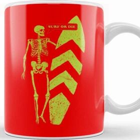 Baskı Dükkanı Surf Or Die Red Beyaz Porselen Kupa Bardak