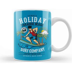 Baskı Dükkanı Surfing Summer Holiday Paradise Beach Beyaz Porselen Kupa Bardak